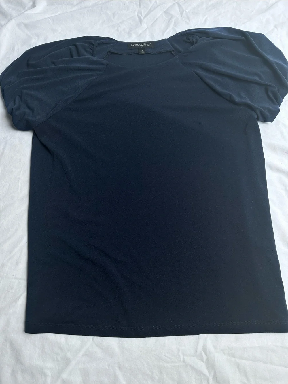 Banana Republic Navy Short-Sleeve women’s soft Shirt with Puff Detail